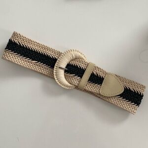 Anthropologie cotton/leather woven belt S